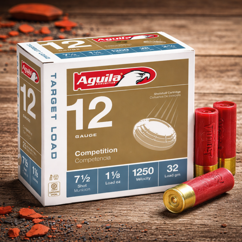 Aguila 12 Gauge Competition Shotshells – 7.5 Shot, 1 1/8 oz, 1250 fps, 32 g