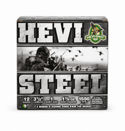 HEVI-Shot Steel 12 Gauge 3.5" Shotgun Shells – #1 Shot, 1 3/8 oz, 1550 FPS (25 Rounds)
