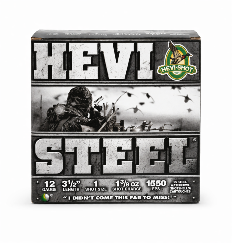 HEVI-Shot Steel 12 Gauge 3.5" Shotgun Shells – #1 Shot, 1 3/8 oz, 1550 FPS (25 Rounds)