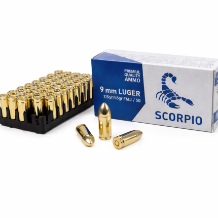 Scorpio 9mm Luger 115 Grain FMJ Ammunition – Premium Quality Range Ammo