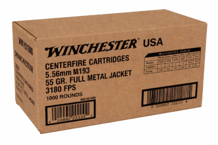 Winchester USA 5.56mm M193 55gr FMJ 1000 Rounds – Centerfire Rifle Ammunition