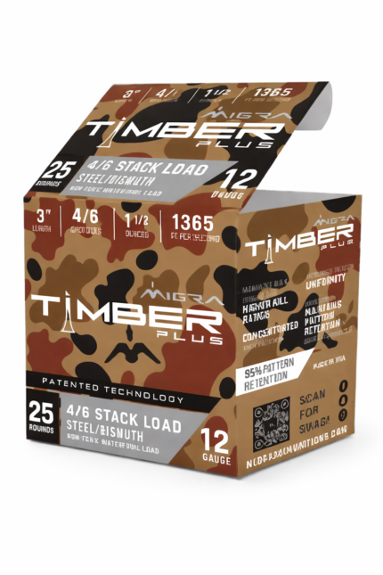 Migra Ammunitions Timber Plus 12 Gauge 3" 4/6 Shot Steel Bismuth Waterfowl Ammo – 25 Rounds